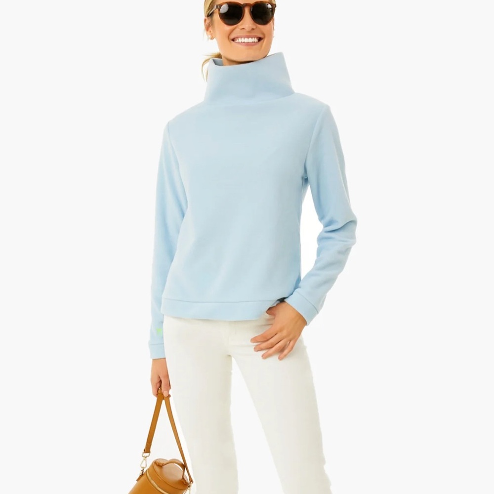 Dudley Stephens Ice Blue Park Slope Terry Fleece Pull Over Turtleneck Size XL - Picture 4 of 10